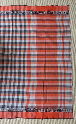 'KULER ACHAR: Peach' Handwoven Cotton Dhonekhali Saree