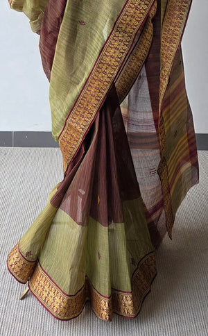 'KATHER JANALA' Handwoven Cotton Dhonekhali Saree