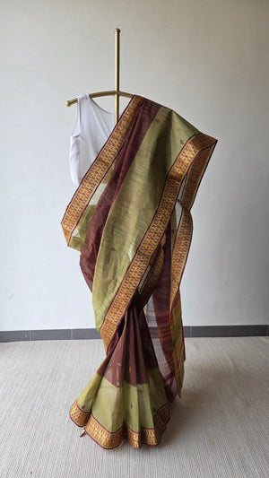 'KATHER JANALA' Handwoven Cotton Dhonekhali Saree