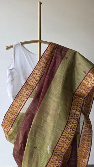 'KATHER JANALA' Handwoven Cotton Dhonekhali Saree