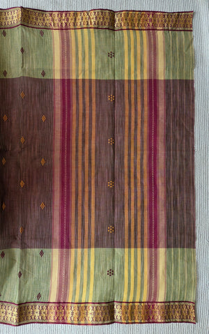 'KATHER JANALA' Handwoven Cotton Dhonekhali Saree