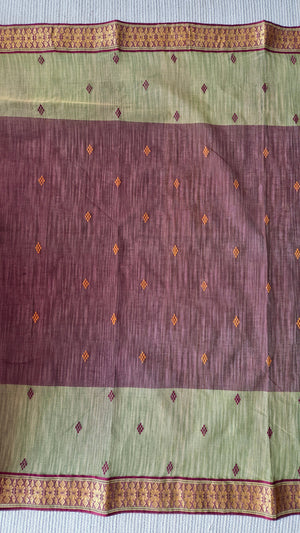 'KATHER JANALA' Handwoven Cotton Dhonekhali Saree