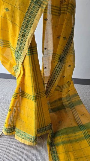 'DUPURER GHUM' Handwoven Cotton Dhonekhali Saree