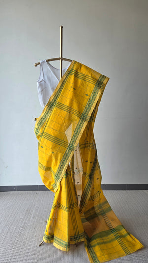 'DUPURER GHUM' Handwoven Cotton Dhonekhali Saree