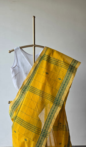 'DUPURER GHUM' Handwoven Cotton Dhonekhali Saree