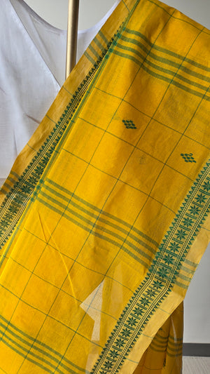 'DUPURER GHUM' Handwoven Cotton Dhonekhali Saree
