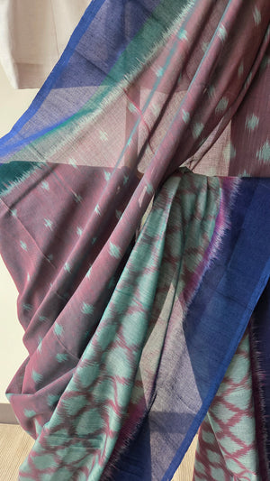 'GRADIENT' Handwoven Pochampally Ikat Cotton Saree