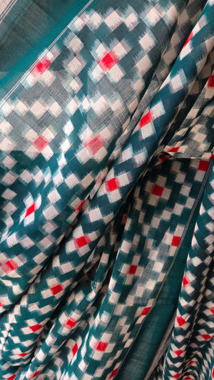 'PIGMENT' Handwoven Pochampally Double Ikat Cotton Saree