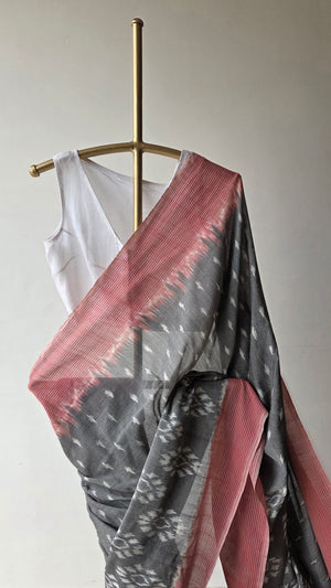 'CONTRAST' Handwoven Pochampally Ikat Cotton Saree