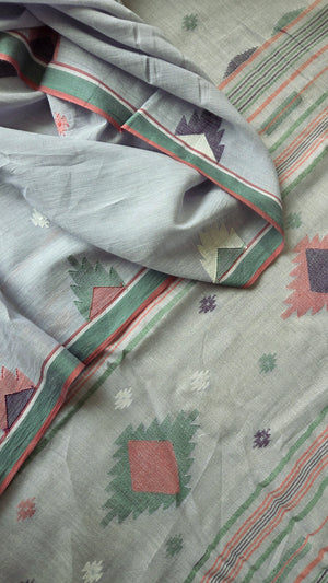 'RAJBARI' Handwoven Jamdani Cotton Saree