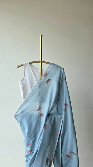 'BANDHAN: Blue' Handwoven Bengal Jamdani Saree
