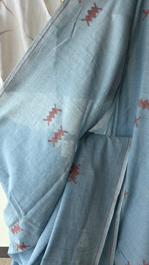'BANDHAN: Blue' Handwoven Bengal Jamdani Saree