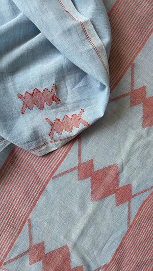 'BANDHAN: Blue' Handwoven Bengal Jamdani Saree