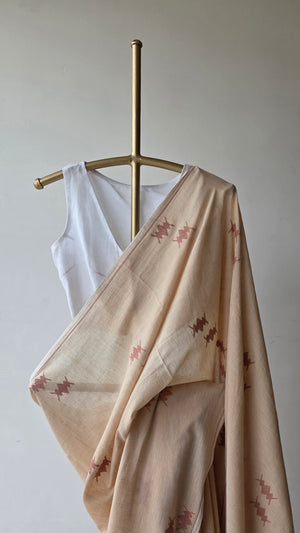 'BANDHAN: Light Camel' Handwoven Bengal Jamdani Saree