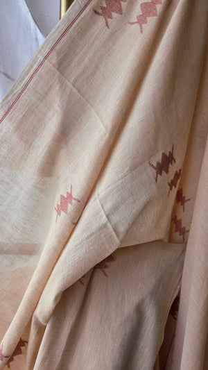 'BANDHAN: Light Camel' Handwoven Bengal Jamdani Saree