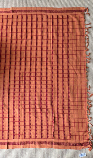 'DORA: Burnt Apricot' Handwoven Begumpuri Saree