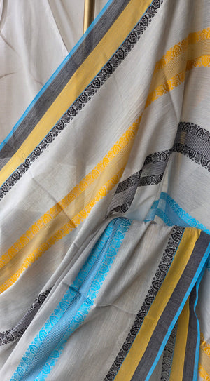 'MEGHDOOT' Handwoven Cotton Dhonekhali Saree