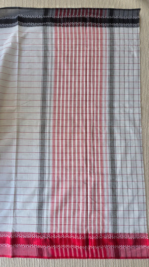 'SHWETIKA' Handwoven Cotton Dhonekhali Saree