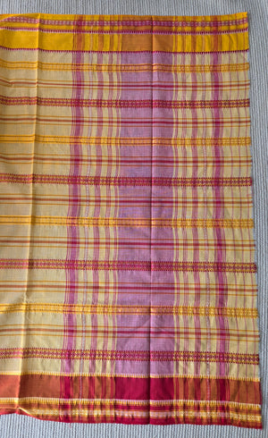 'HEMANTA' Handwoven Cotton Dhonekhali Saree