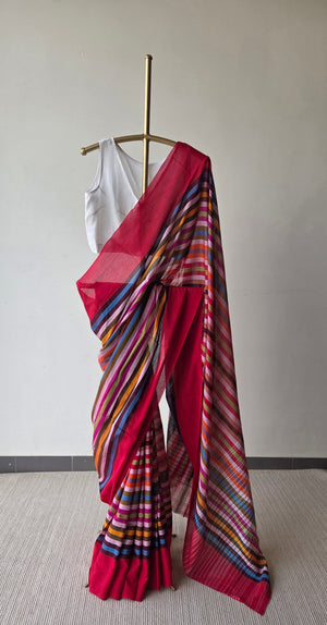'RONGELA' Handwoven Cotton Dhonekhali Saree