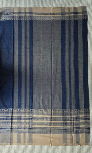 'NEELAMBOR' Handwoven Cotton Dhonekhali Saree