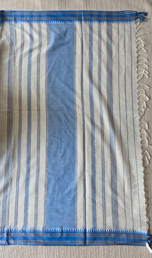 'JYOTSNA: Blue' Handwoven Begumpuri Cotton Saree