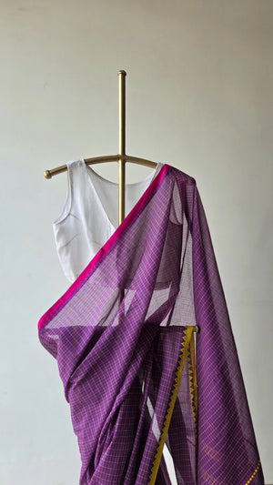 'KANIKA: Purple' Handwoven Begumpuri Cotton Saree