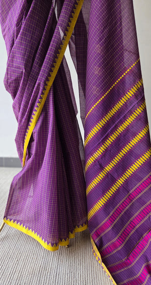 'KANIKA: Purple' Handwoven Begumpuri Cotton Saree