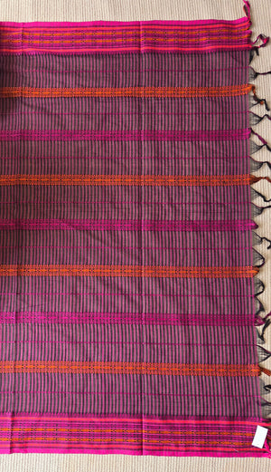'TAMANNA: Orange-Pink' Handwoven Begumpuri Cotton Saree