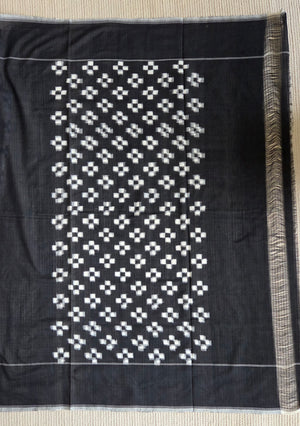 'INKWELL' Handwoven Pochampally Ikat Cotton Saree