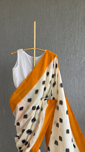 'BULLET POINTS' Handwoven Pochampally Ikat Cotton Saree