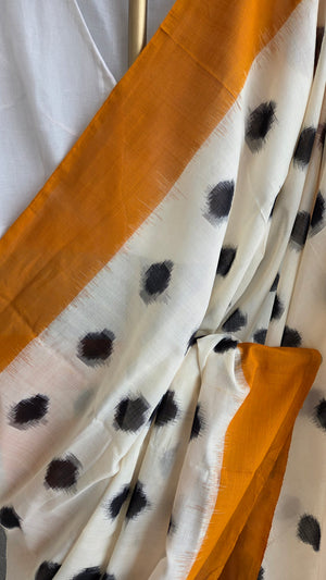 'BULLET POINTS' Handwoven Pochampally Ikat Cotton Saree
