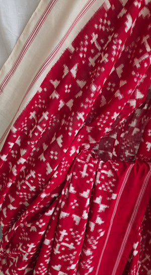 'POWER PLAY' Handwoven Pochampally Ikat Cotton Saree