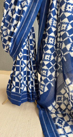 'OPTICAL' Handwoven Pochampally Ikat Cotton Saree
