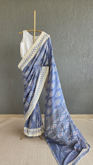 'MUTED TONE' Handwoven Pochampally Ikat Cotton Saree