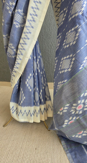 'MUTED TONE' Handwoven Pochampally Ikat Cotton Saree