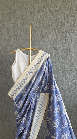 'MUTED TONE' Handwoven Pochampally Ikat Cotton Saree
