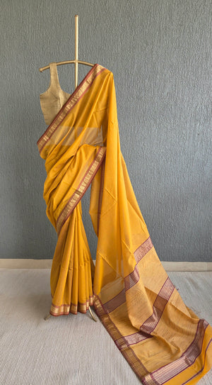 'AMBA' Handwoven Silk-Cotton Maheshwari Saree