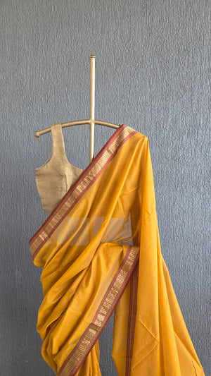 'AMBA' Handwoven Silk-Cotton Maheshwari Saree