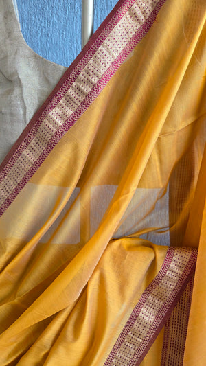 'AMBA' Handwoven Silk-Cotton Maheshwari Saree