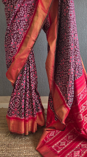 ‘ANANTHAGIRI’ Handwoven Pochampally Ikat Silk Saree
