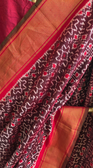‘ANANTHAGIRI’ Handwoven Pochampally Ikat Silk Saree