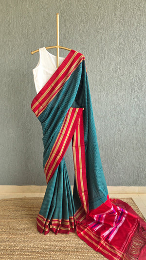 'KUBJA' Handwoven Ilkal Silk Pallu Saree