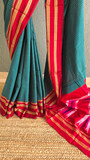 'KUBJA' Handwoven Ilkal Silk Pallu Saree