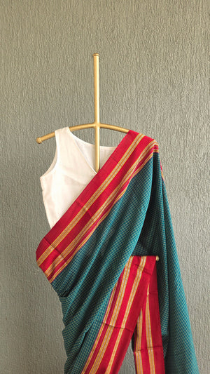 'KUBJA' Handwoven Ilkal Silk Pallu Saree