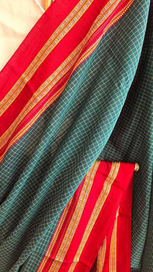 'KUBJA' Handwoven Ilkal Silk Pallu Saree