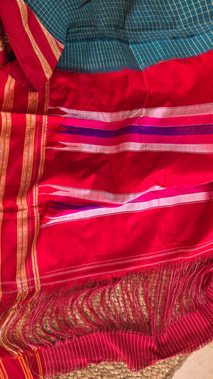 'KUBJA' Handwoven Ilkal Silk Pallu Saree
