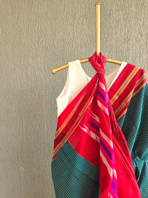 'KUBJA' Handwoven Ilkal Silk Pallu Saree