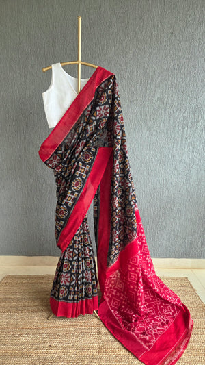 'POLYCHROME' Handwoven Pochampally Ikat Cotton Saree