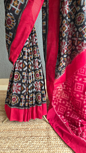 'POLYCHROME' Handwoven Pochampally Ikat Cotton Saree